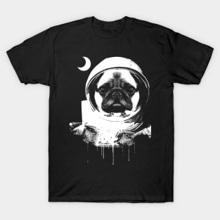 BW Space Pug T-Shirt